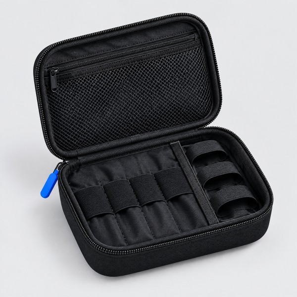 Black Electronics Travel Organizer Pouch
